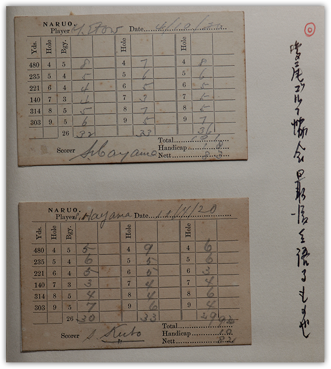 西村貫一が残した「日本のゴルフ史」取材ノートに貼られた、1920年4月20日のスコアカード
