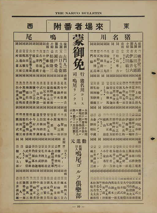 1933年に浜（鳴尾）、猪名川、両コースを訪れた回数をもとに作られた来場者番付